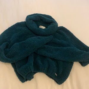 Cropped fuzzy turtleneck